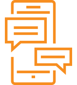 orange phone and message box icon